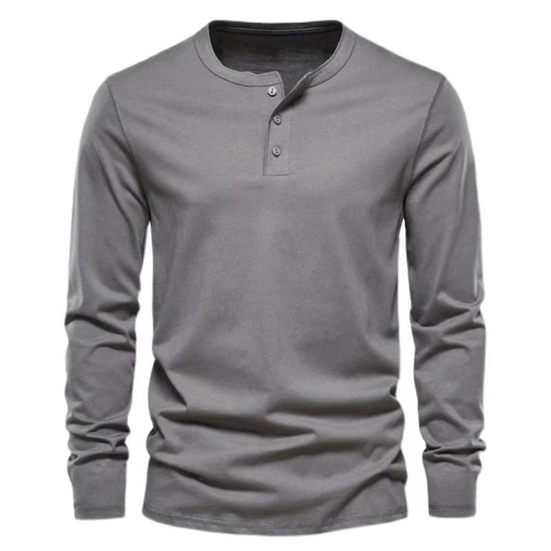 Mens Casual Long Sleeve T-Shirt Grandad Henley V Neck Button Solid Tee Shirt Top - Picture 19 of 22