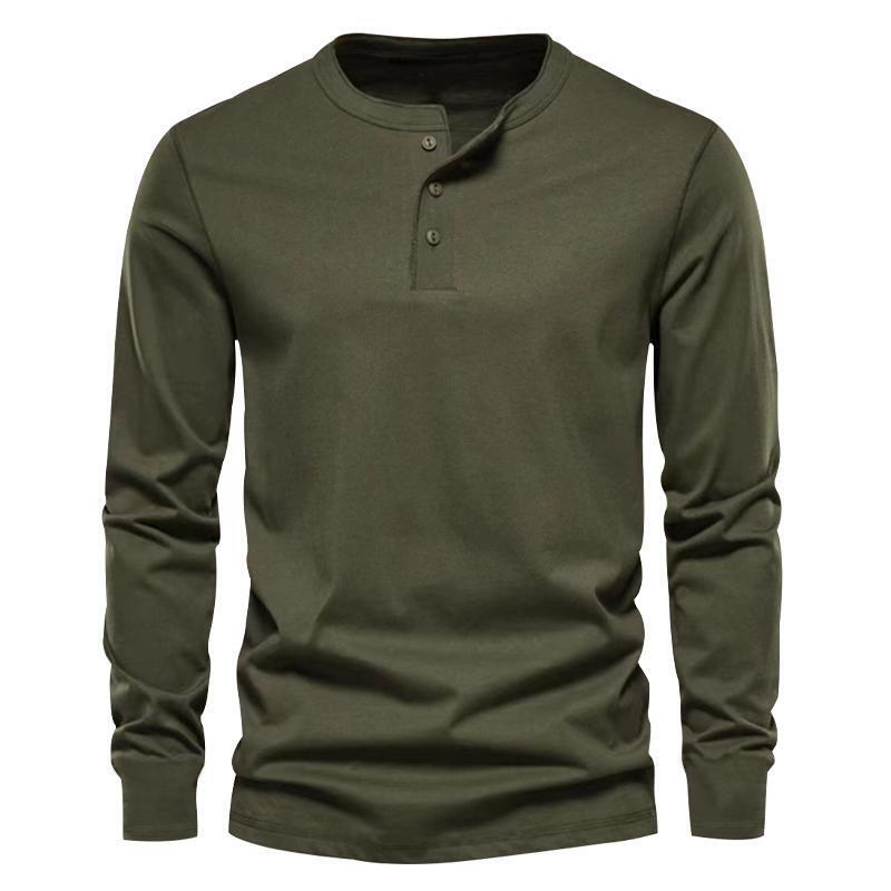 Mens Casual Long Sleeve T-Shirt Grandad Henley V Neck Button Solid Tee Shirt Top - Picture 20 of 22