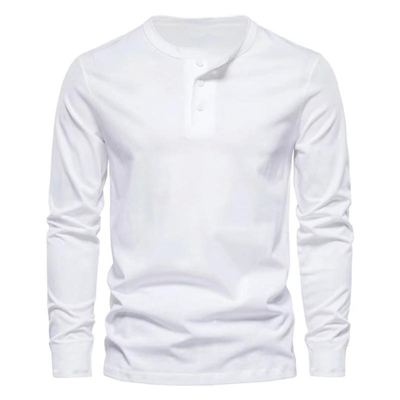 Mens Casual Long Sleeve T-Shirt Grandad Henley V Neck Button Solid Tee Shirt Top - Picture 21 of 22