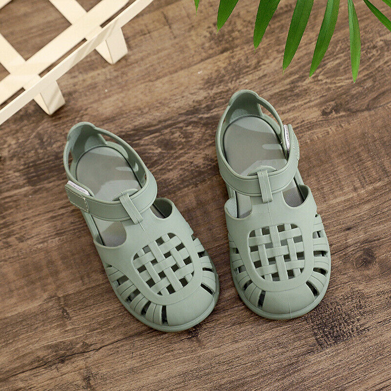 KIDS GIRLS BOYS SUMMER BEACH JELLY FLAT SANDALS CHILDRENS CLOSE TOE SHOES SIZE - Picture 28 of 40