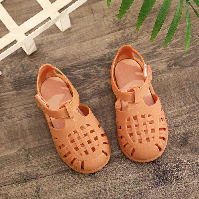 KIDS GIRLS BOYS SUMMER BEACH JELLY FLAT SANDALS CHILDRENS CLOSE TOE SHOES SIZE - Picture 32 of 40