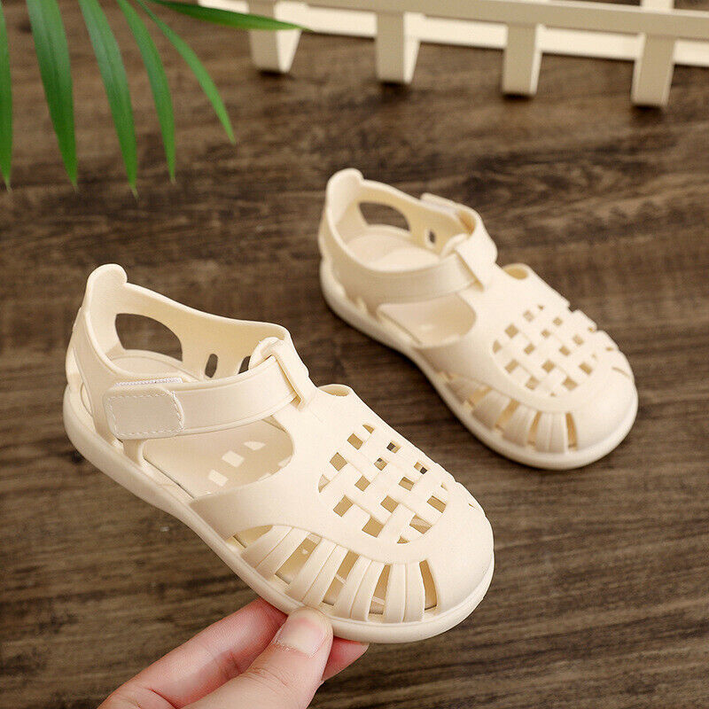 KIDS GIRLS BOYS SUMMER BEACH JELLY FLAT SANDALS CHILDRENS CLOSE TOE SHOES SIZE - Picture 38 of 40