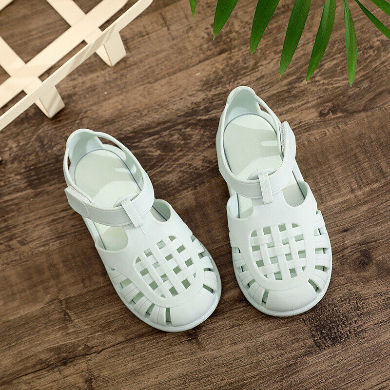 KIDS GIRLS BOYS SUMMER BEACH JELLY FLAT SANDALS CHILDRENS CLOSE TOE SHOES SIZE - Picture 37 of 40