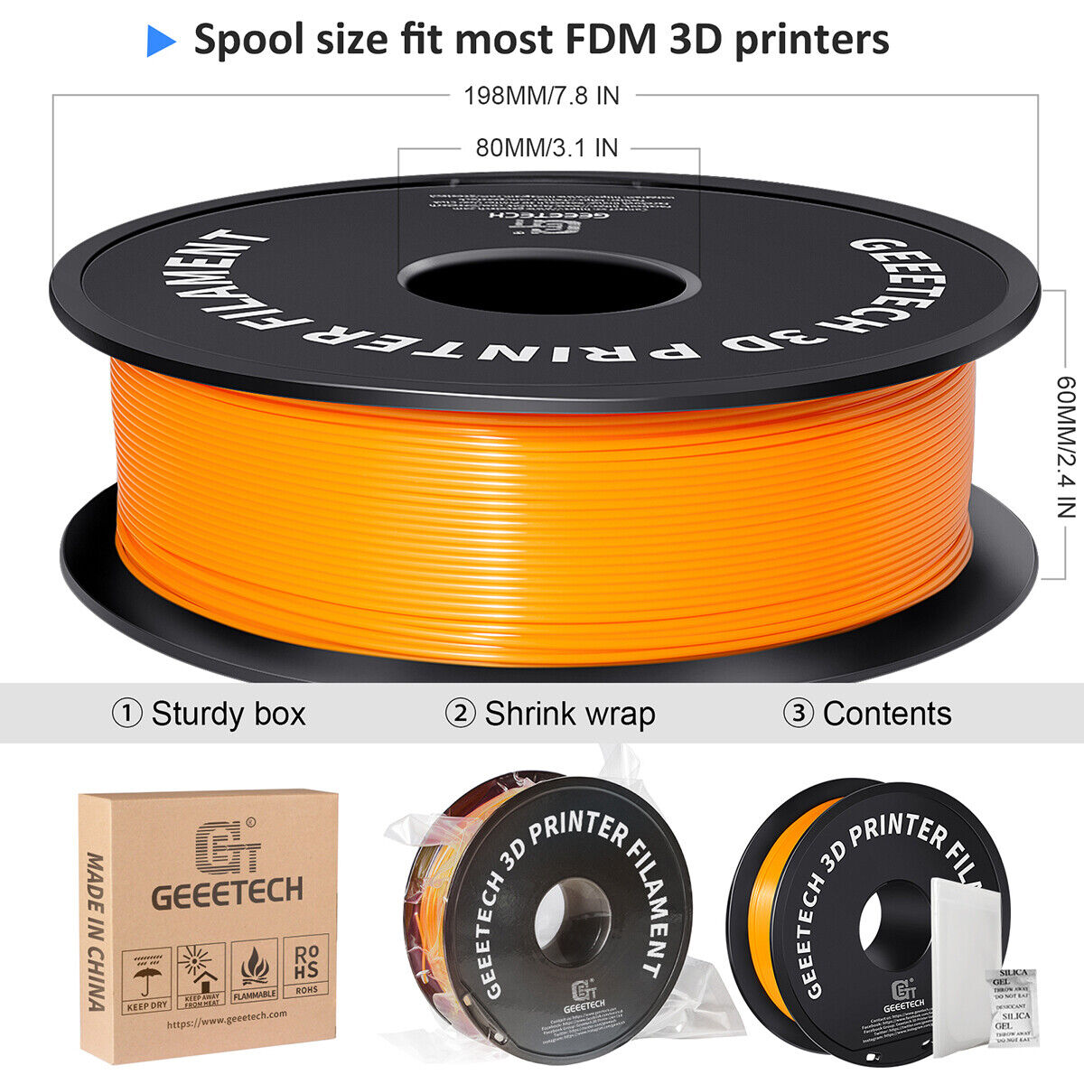 Geeetech 1KG PLA 3D Drucker Filament 1.75mm 10 Colors for 3d Printer - Bild 14 von 24