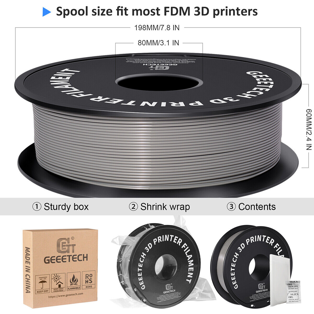 Geeetech 1KG PLA 3D Drucker Filament 1.75mm 10 Colors for 3d Printer - Bild 23 von 24
