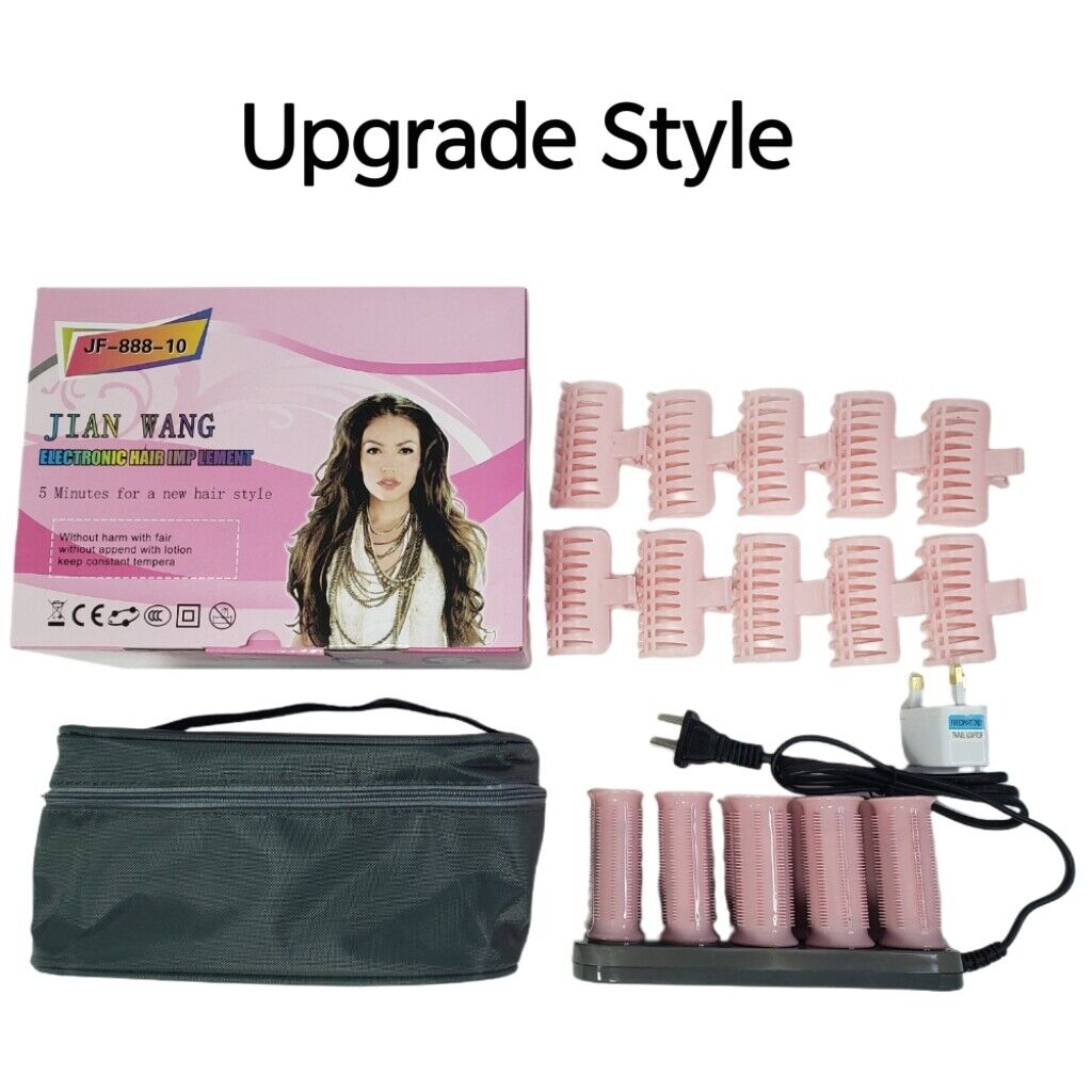 10Pcs Electric Heated Curlers Roll Hairstyles DIY Hair Styling Tools UK Adaptors