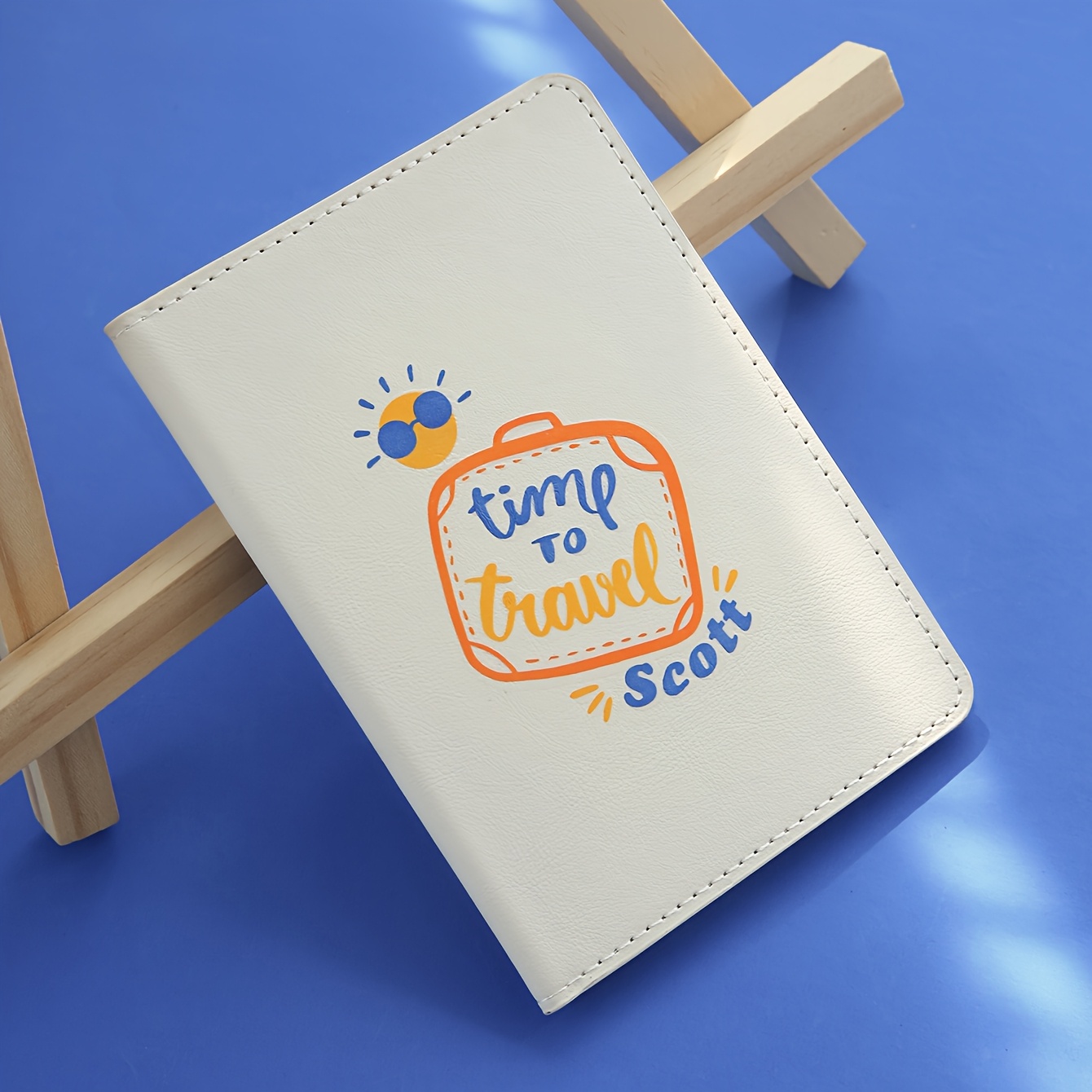 1pc Personalized Faux Leather Passport Holder, Custom Name Travel Slogan