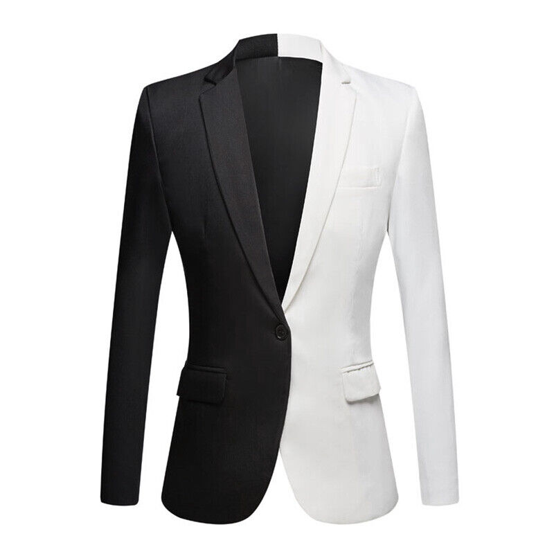 Formal Para Hombres Dos Tonos Empalme Chaqueta Traje Blazer Abrigo Baile de graduación Disfraz Empalme Color - Imagen 18 de 18