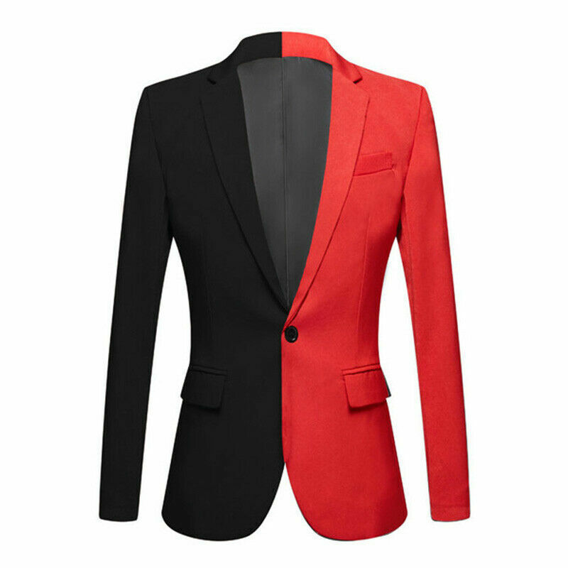 Formal Para Hombres Dos Tonos Empalme Chaqueta Traje Blazer Abrigo Baile de graduación Disfraz Empalme Color - Imagen 17 de 18