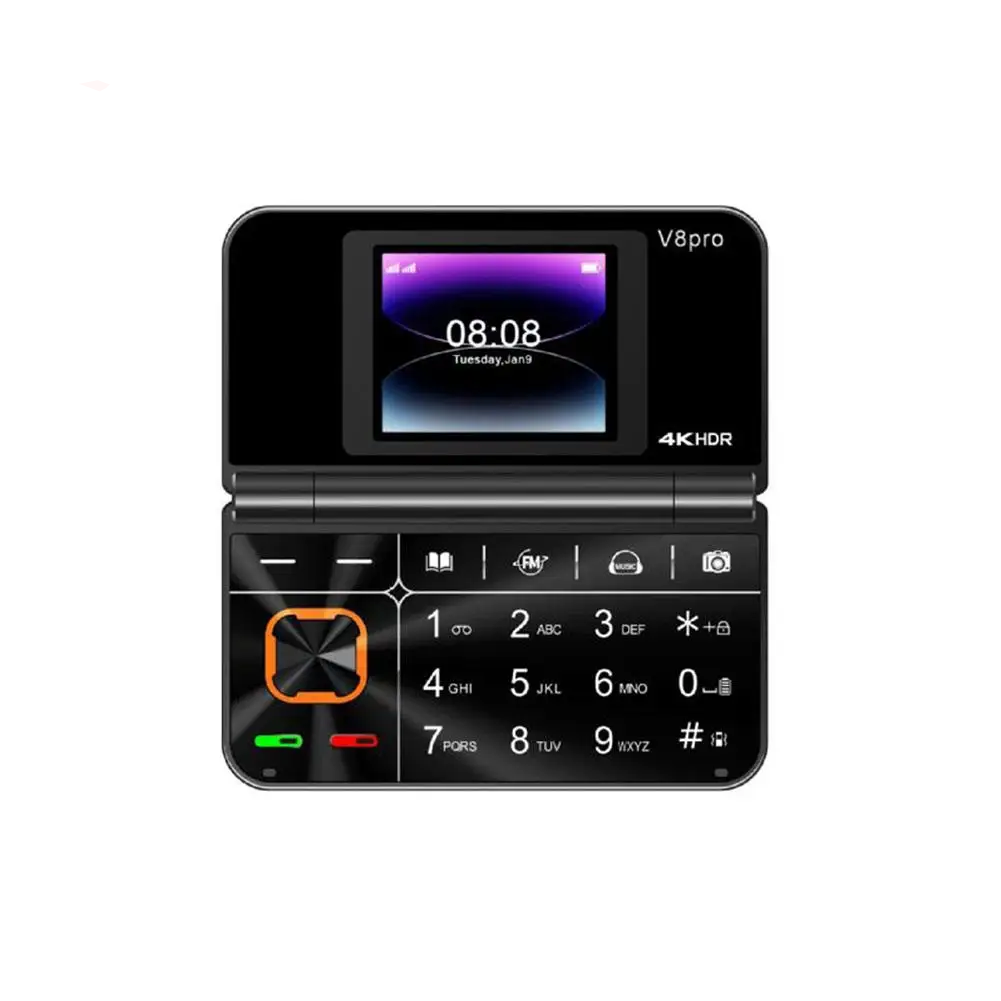 Cellulari Sbloccato V8 Pro Pieghevole Flip Pulsante Grande Doppia SIM Doppio Schermo - Foto 23 di 25