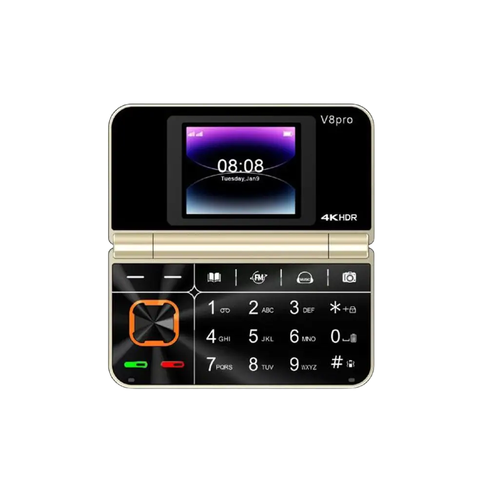 Cellulari Sbloccato V8 Pro Pieghevole Flip Pulsante Grande Doppia SIM Doppio Schermo - Foto 25 di 25