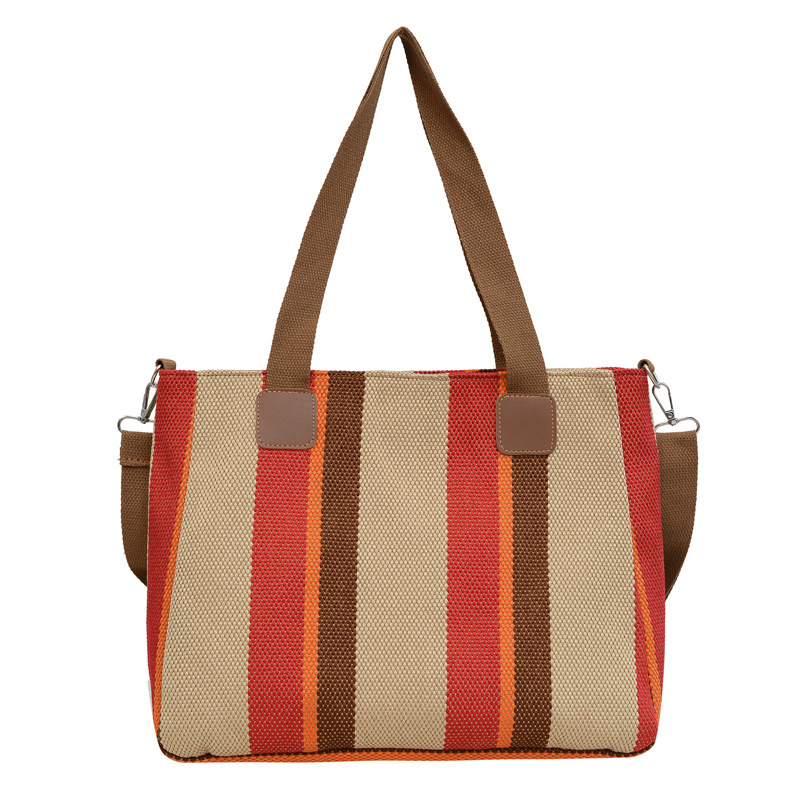 Large Capacity Striped Tote Bag Shopping Bag Shoulder Bag Women's Bag - Picture 10 of 14