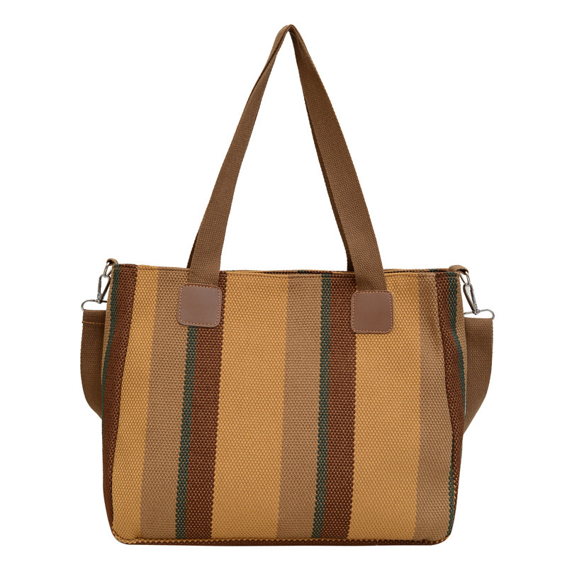 Large Capacity Striped Tote Bag Shopping Bag Shoulder Bag Women's Bag - Picture 14 of 14