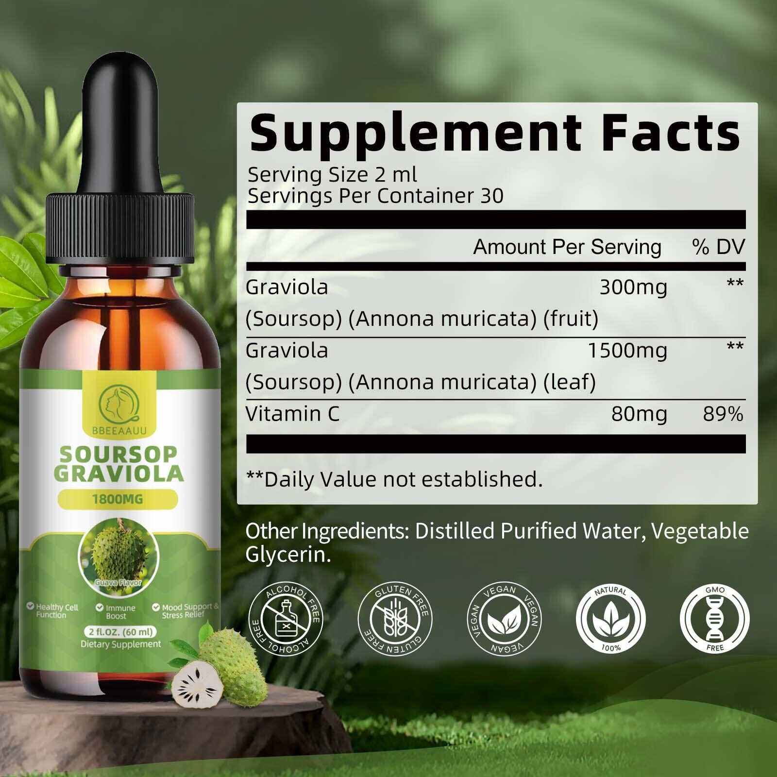 4 Brand Soursop Sea Moss Liquid Drops Immune Boost Cell Regeneration Antioxidant - Picture 14 of 21