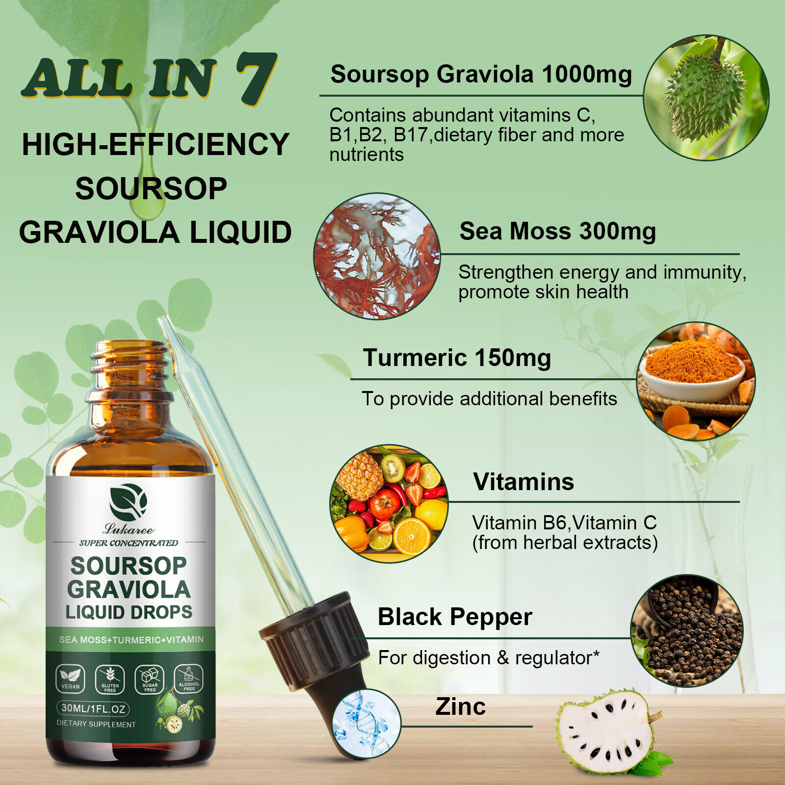 4 Brand Soursop Sea Moss Liquid Drops Immune Boost Cell Regeneration Antioxidant - Picture 18 of 21