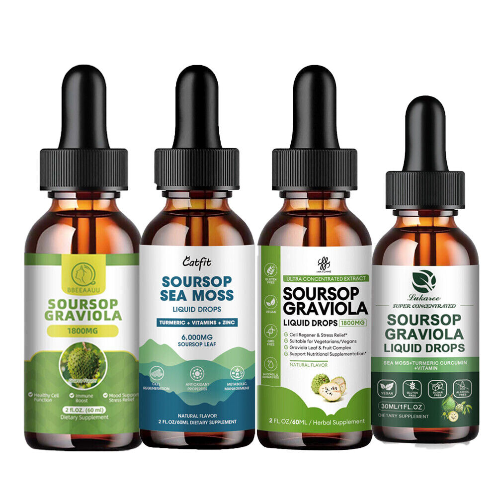 4 Brand Soursop Sea Moss Liquid Drops Immune Boost Cell Regeneration Antioxidant - Picture 21 of 21