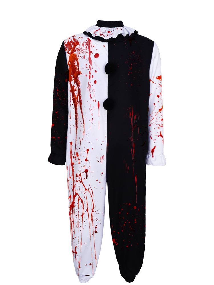 Halloween Cosplay Costume Terrifier Bloodstain Clown Jumpsuit Unisex Fancy Dress - Picture 11 of 14