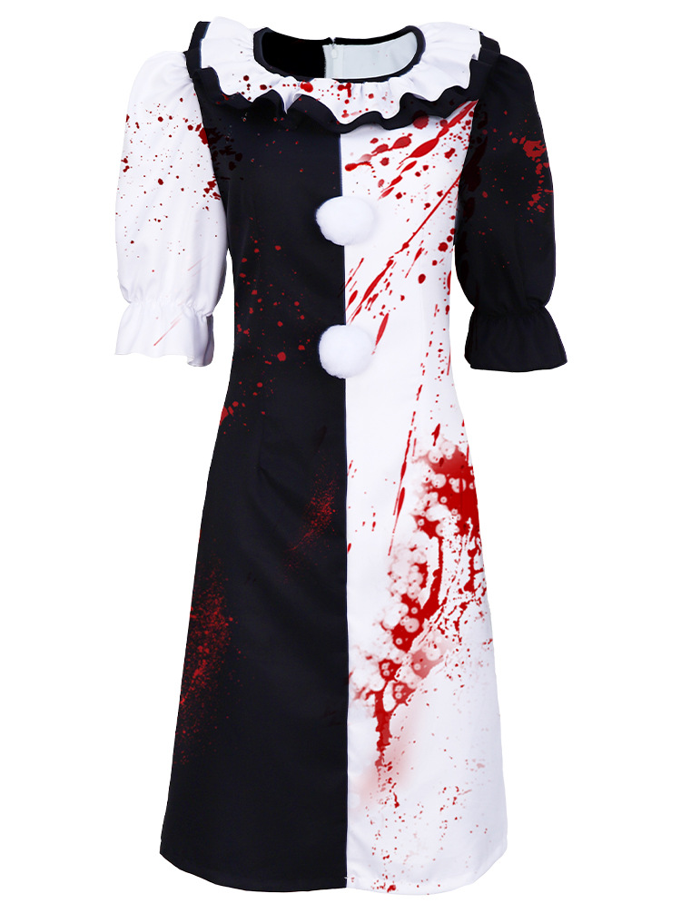 Halloween Cosplay Costume Terrifier Bloodstain Clown Jumpsuit Unisex Fancy Dress - Picture 13 of 14
