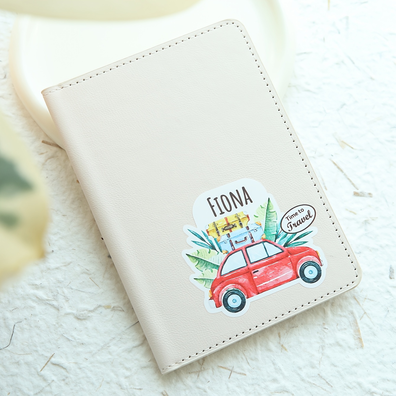 Personalized Watercolor Faux Leather Passport Holder Custom Name Chic&Light