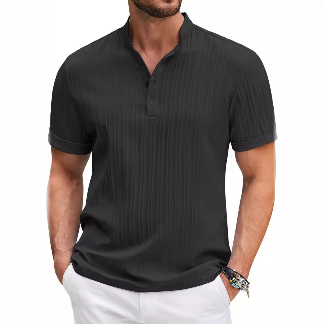 2025 New Men's Retro Cotton and Hemp Striped Casual Loose Shirt - Picture 24 of 28