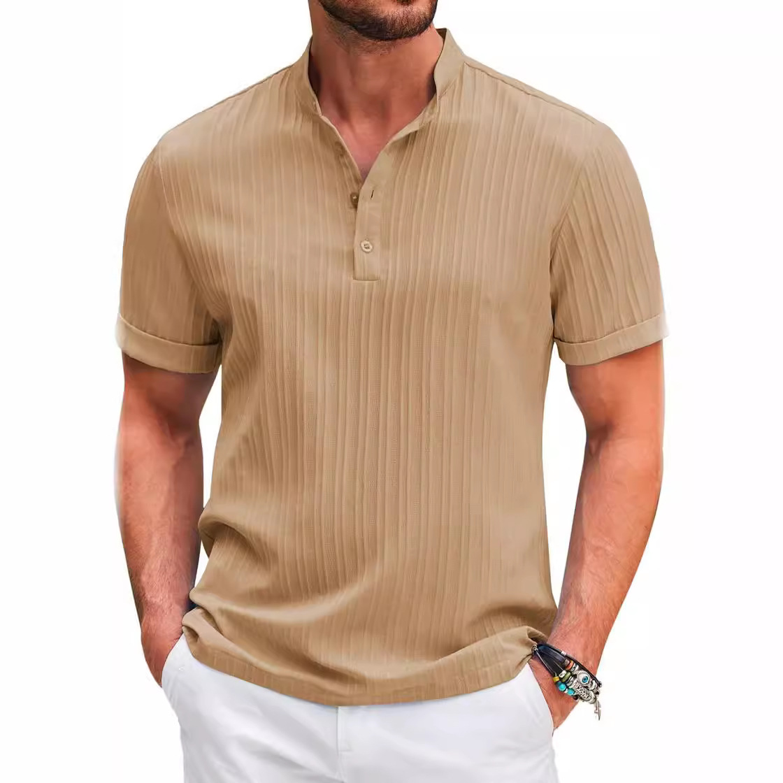 2025 New Men's Retro Cotton and Hemp Striped Casual Loose Shirt - Picture 27 of 28