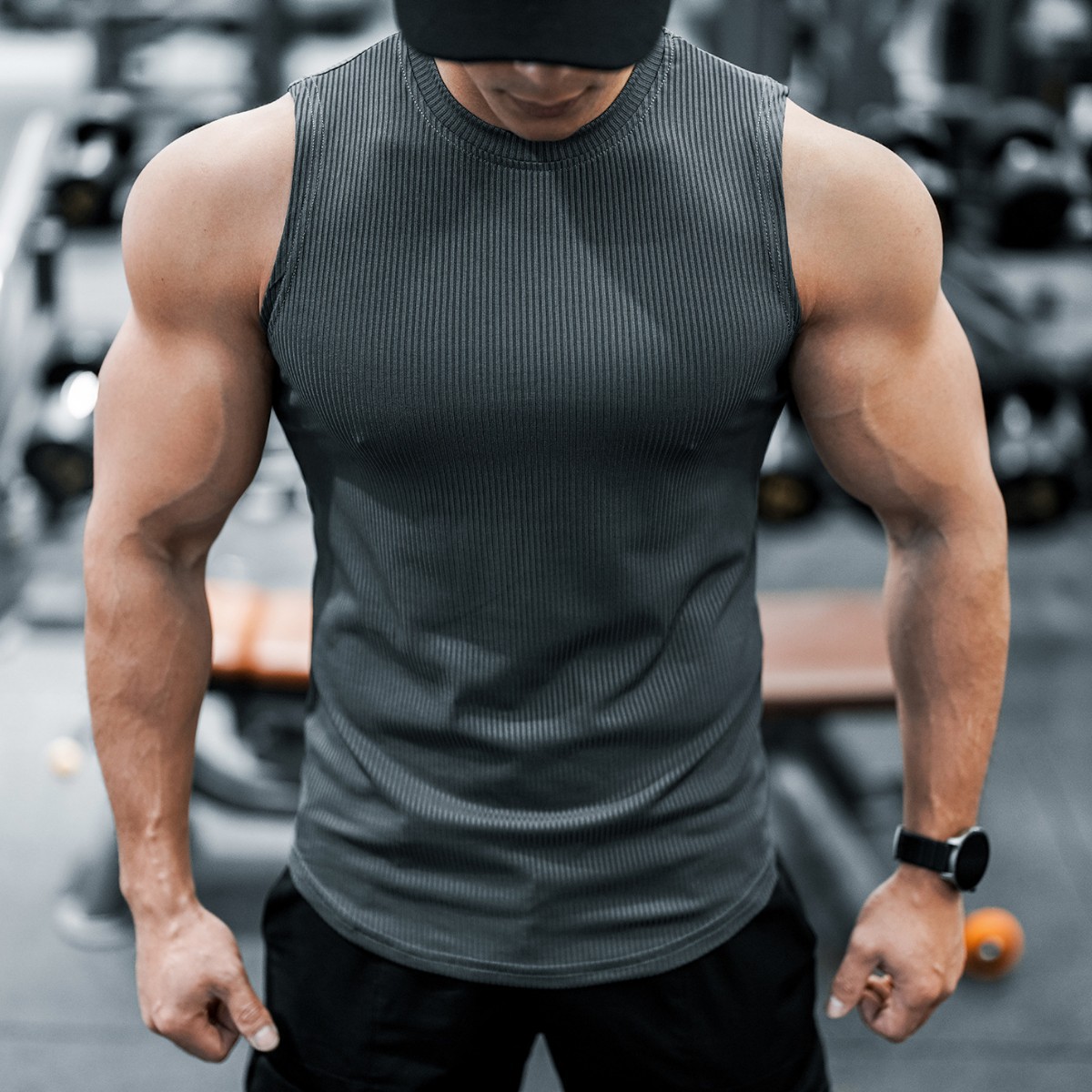 Sommer Sport Weste Herren ärmellos schnelltrocknend T-Shirt Stretch Training Fitness Top - Bild 16 von 17