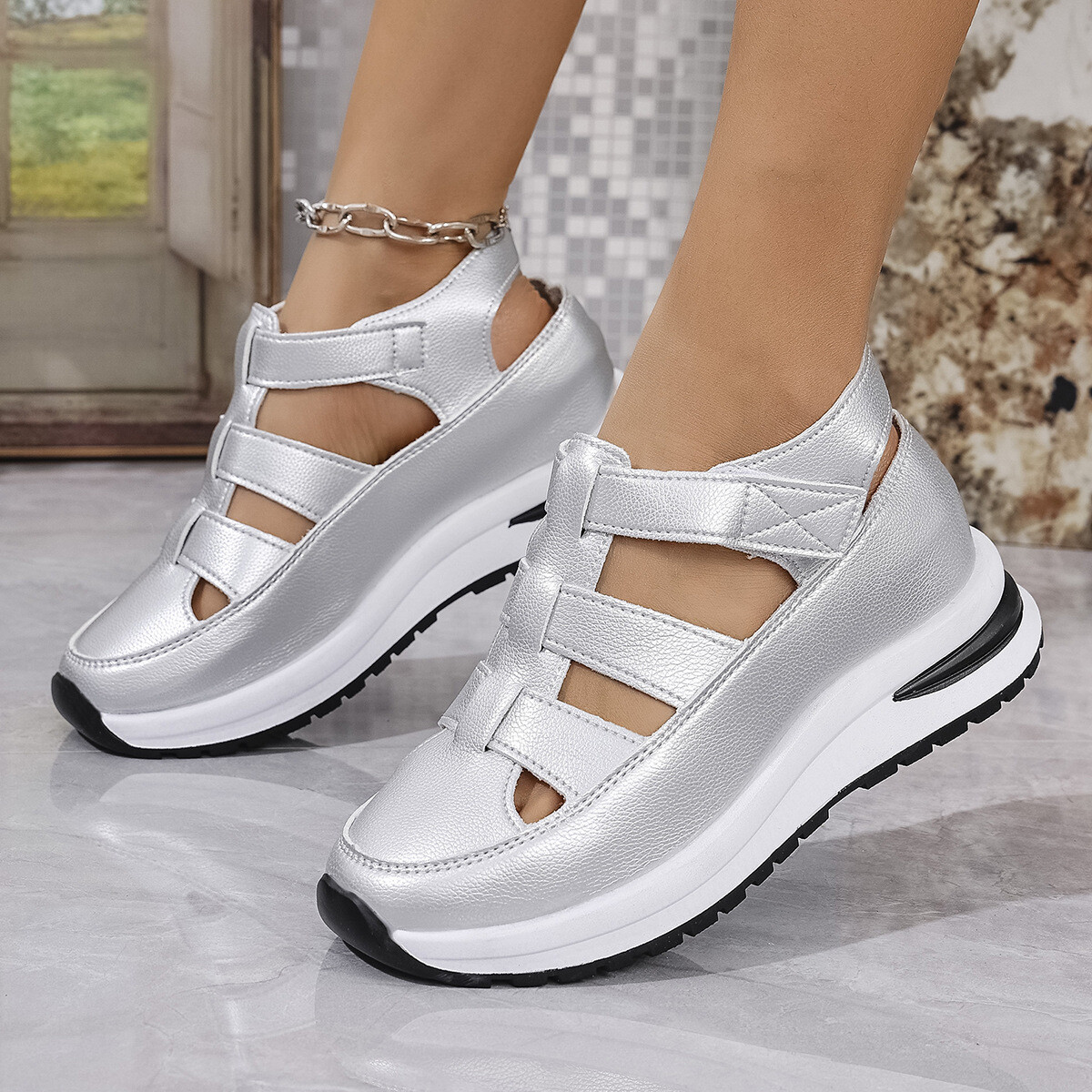 Sandali ortopedici donna estivi tacco basso spiaggia comode scarpe basse sneakers decolte - Foto 22 di 24