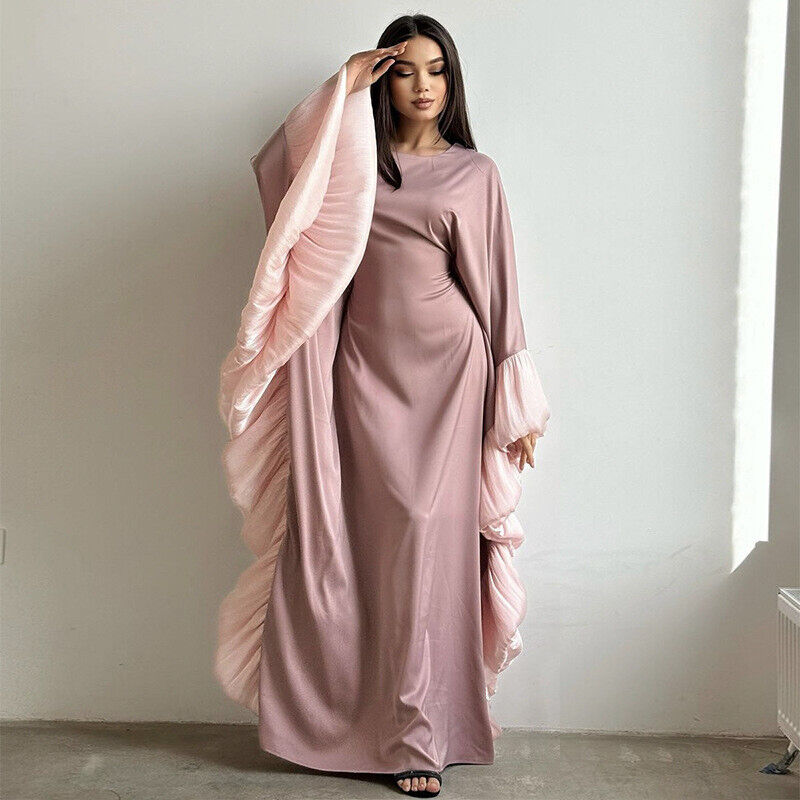 Maxi Vestido África Cóctel Mujeres Bata Caftán Musulmana Abaya Ala de Murciélago Manga Vestido - Imagen 14 de 22