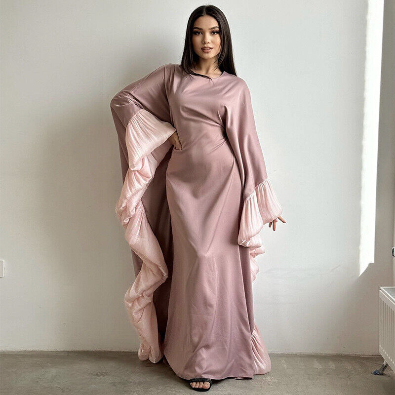 Maxi Vestido África Cóctel Mujeres Bata Caftán Musulmana Abaya Ala de Murciélago Manga Vestido - Imagen 15 de 22