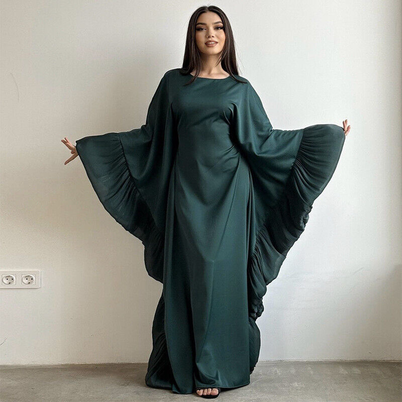 Maxi Vestido África Cóctel Mujeres Bata Caftán Musulmana Abaya Ala de Murciélago Manga Vestido - Imagen 20 de 22