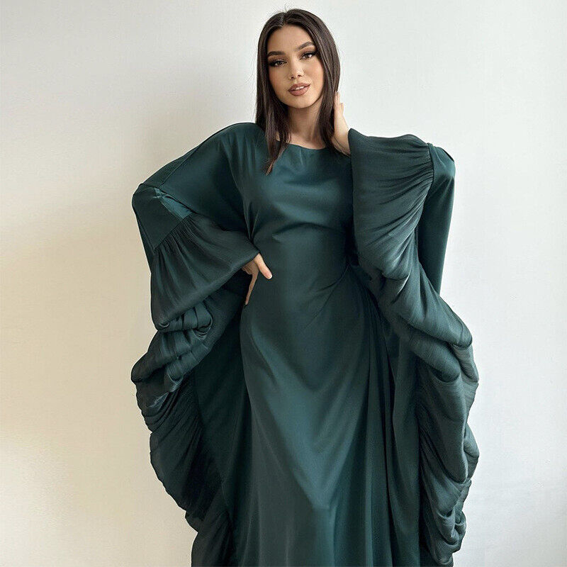 Maxi Vestido África Cóctel Mujeres Bata Caftán Musulmana Abaya Ala de Murciélago Manga Vestido - Imagen 21 de 22
