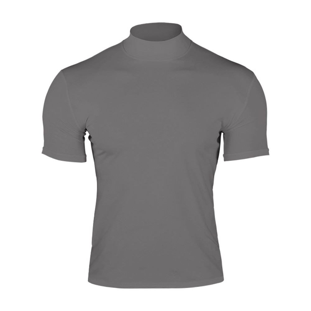 Summer Solid Color Short Sleeve Fashion Base Shirt Mens Tight Turtleneck T-Shirt - Picture 51 of 72