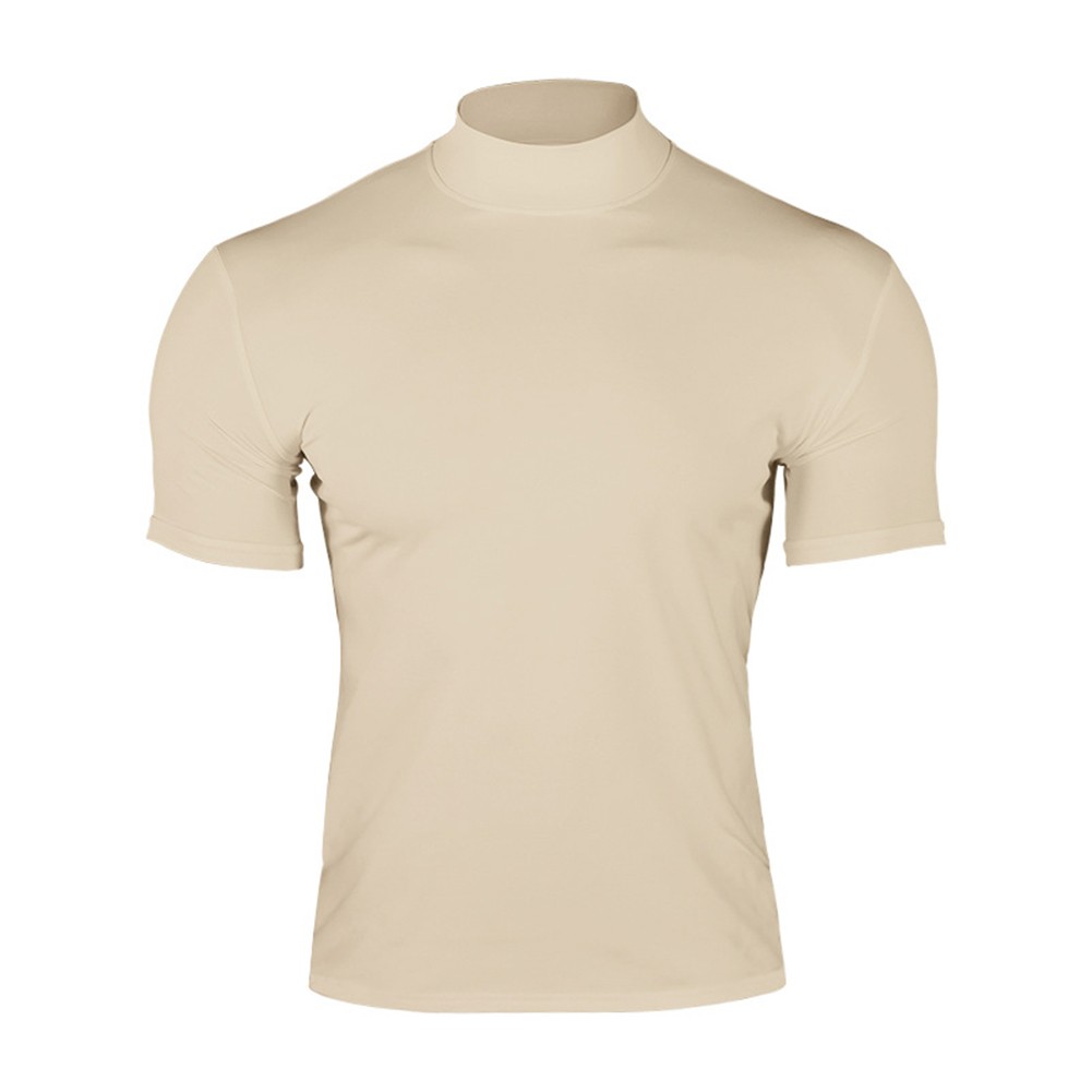 Summer Solid Color Short Sleeve Fashion Base Shirt Mens Tight Turtleneck T-Shirt - Picture 59 of 72