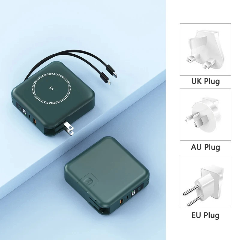 Banco de alimentación de 10000 mAh magnético inalámbrico batería externa cargador rápido con enchufe + cable - Imagen 25 de 35