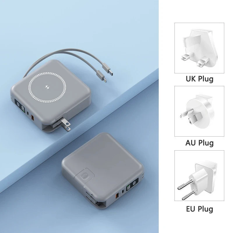 Banco de alimentación de 10000 mAh magnético inalámbrico batería externa cargador rápido con enchufe + cable - Imagen 27 de 35