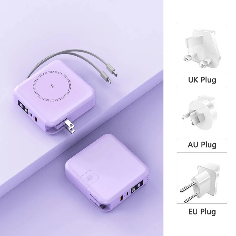Banco de alimentación de 10000 mAh magnético inalámbrico batería externa cargador rápido con enchufe + cable - Imagen 29 de 35