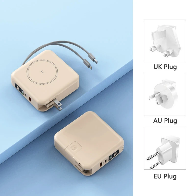 Banco de alimentación de 10000 mAh magnético inalámbrico batería externa cargador rápido con enchufe + cable - Imagen 30 de 35