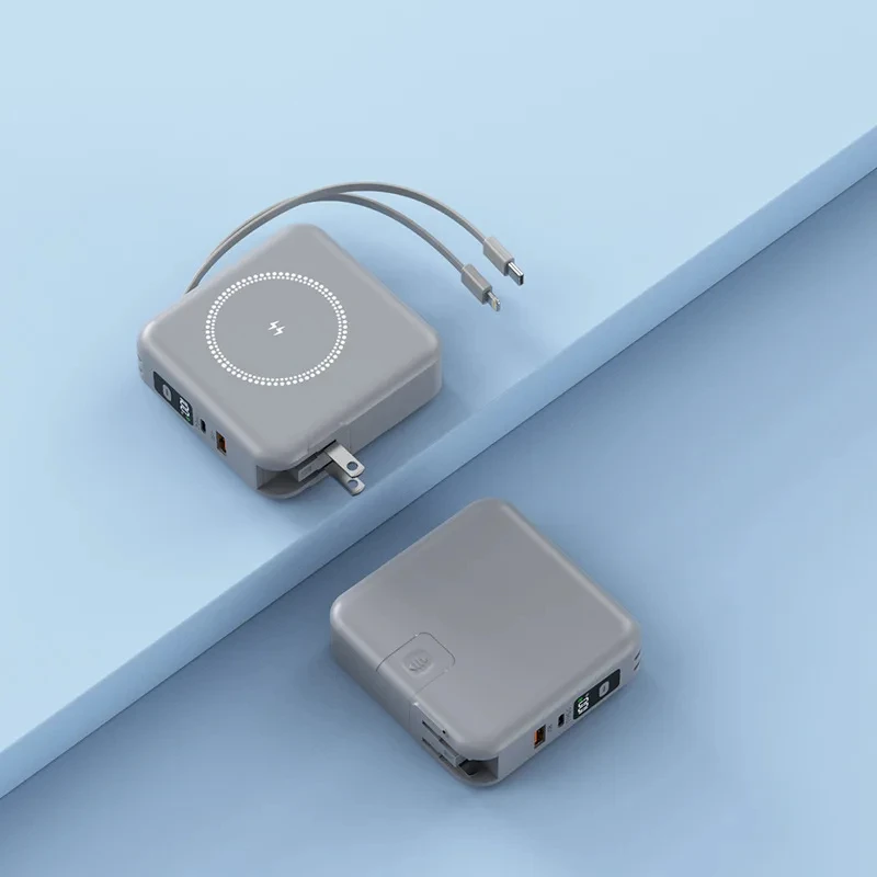 Banco de alimentación de 10000 mAh magnético inalámbrico batería externa cargador rápido con enchufe + cable - Imagen 31 de 35