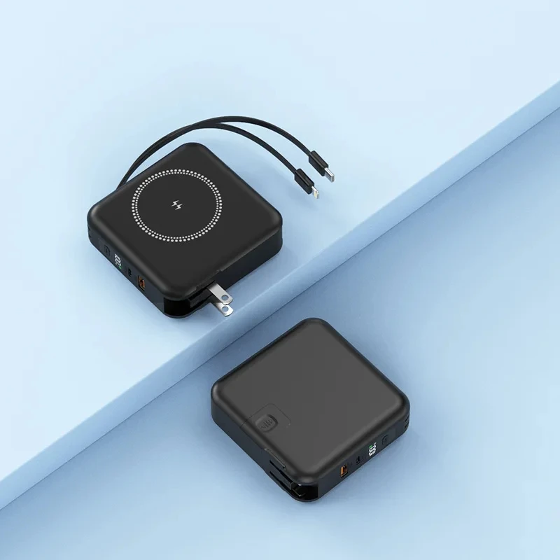 Banco de alimentación de 10000 mAh magnético inalámbrico batería externa cargador rápido con enchufe + cable - Imagen 32 de 35