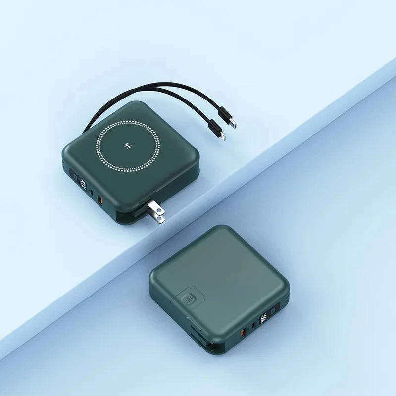 Banco de alimentación de 10000 mAh magnético inalámbrico batería externa cargador rápido con enchufe + cable - Imagen 33 de 35