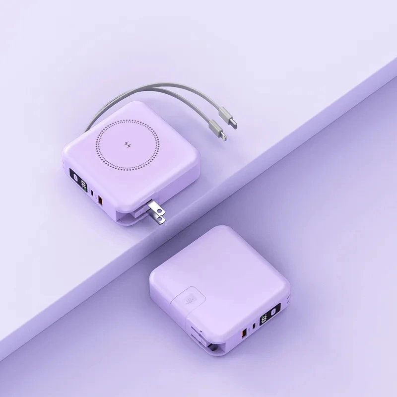 Banco de alimentación de 10000 mAh magnético inalámbrico batería externa cargador rápido con enchufe + cable - Imagen 34 de 35