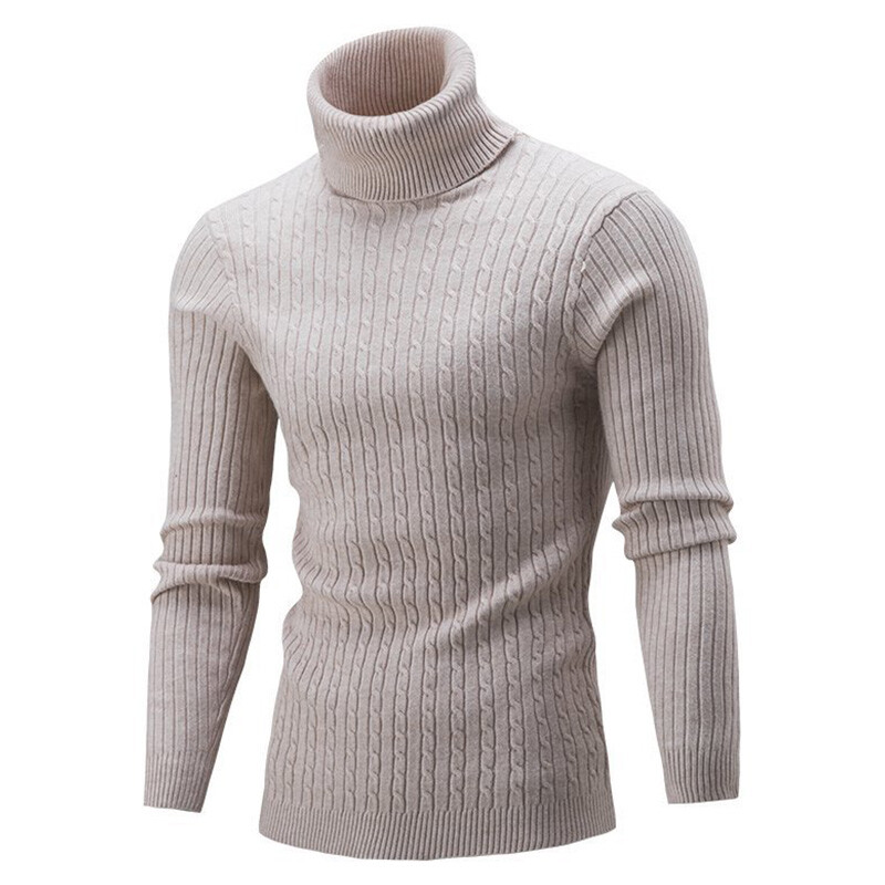 Mens Knitted Sweater Winter Warm Turtle Neck Jumper Pullover Casual Knitwear Top - Picture 30 of 30