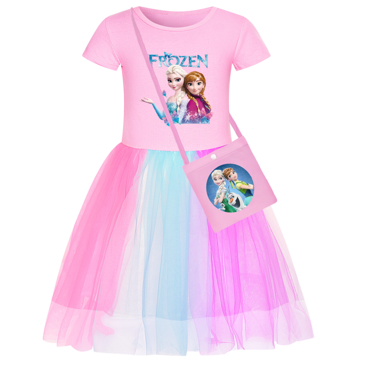 Kids Girls Elsa Princess Costume Rainbow Star Tutu Skirt Party Fancy Dress Up UK - Picture 25 of 73