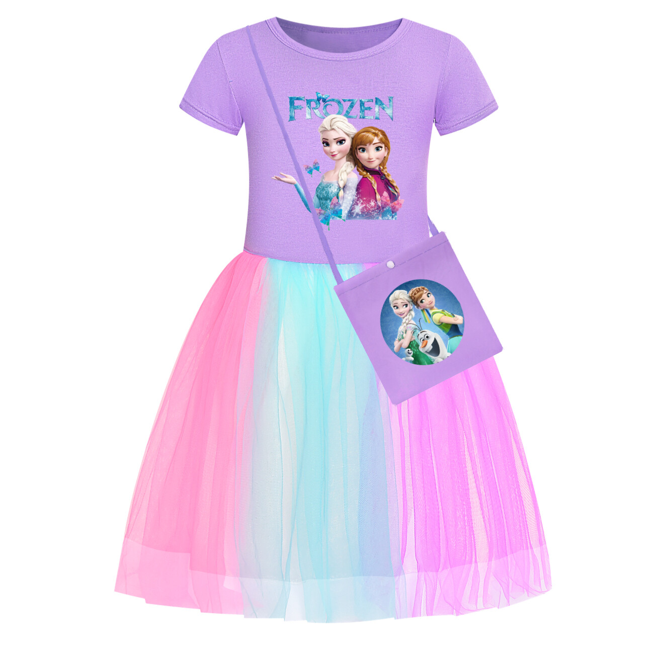 Kids Girls Elsa Princess Costume Rainbow Star Tutu Skirt Party Fancy Dress Up UK - Picture 26 of 73