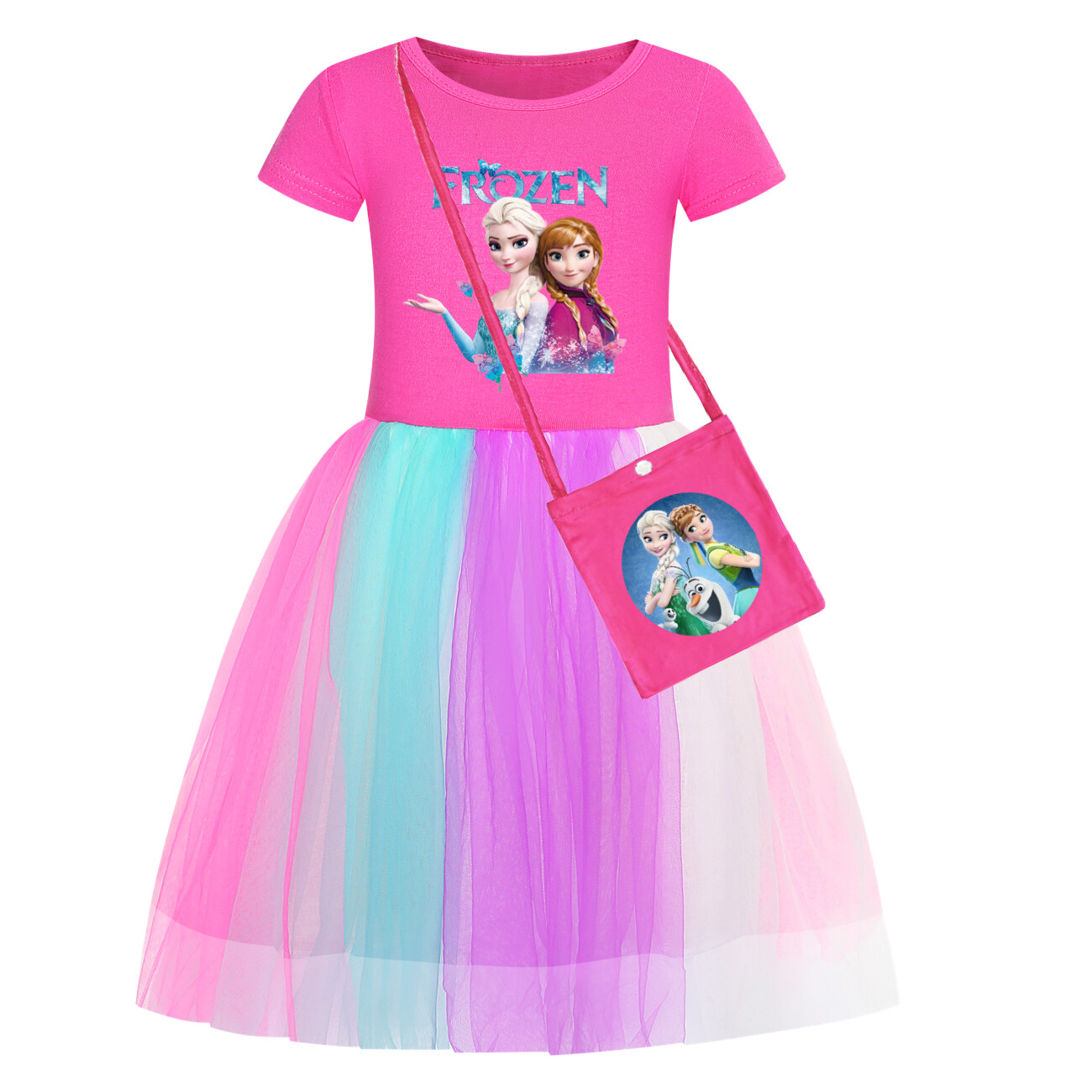 Kids Girls Elsa Princess Costume Rainbow Star Tutu Skirt Party Fancy Dress Up UK - Picture 27 of 73