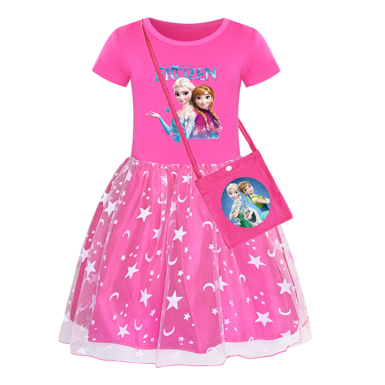Kids Girls Elsa Princess Costume Rainbow Star Tutu Skirt Party Fancy Dress Up UK - Picture 28 of 73