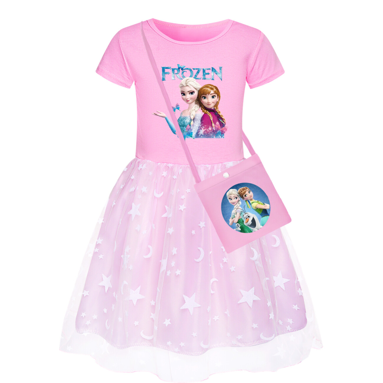 Kids Girls Elsa Princess Costume Rainbow Star Tutu Skirt Party Fancy Dress Up UK - Picture 30 of 73