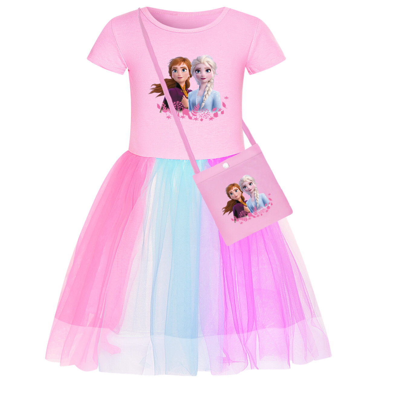 Kids Girls Elsa Princess Costume Rainbow Star Tutu Skirt Party Fancy Dress Up UK - Picture 31 of 73