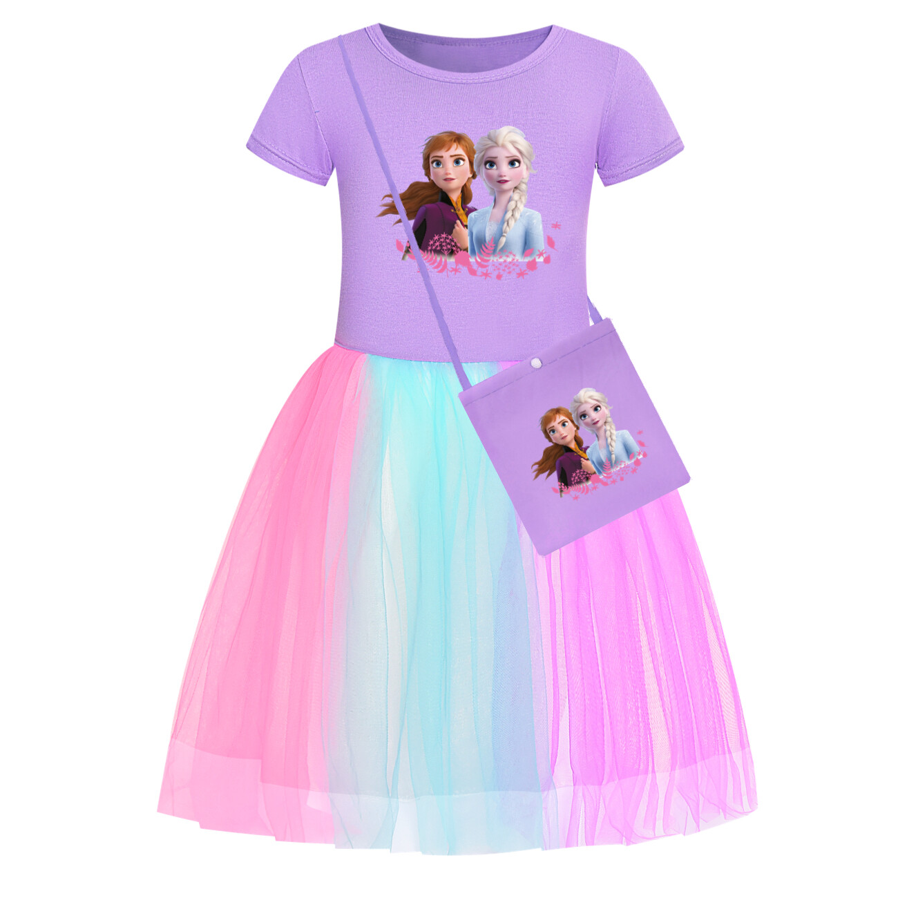 Kids Girls Elsa Princess Costume Rainbow Star Tutu Skirt Party Fancy Dress Up UK - Picture 32 of 73