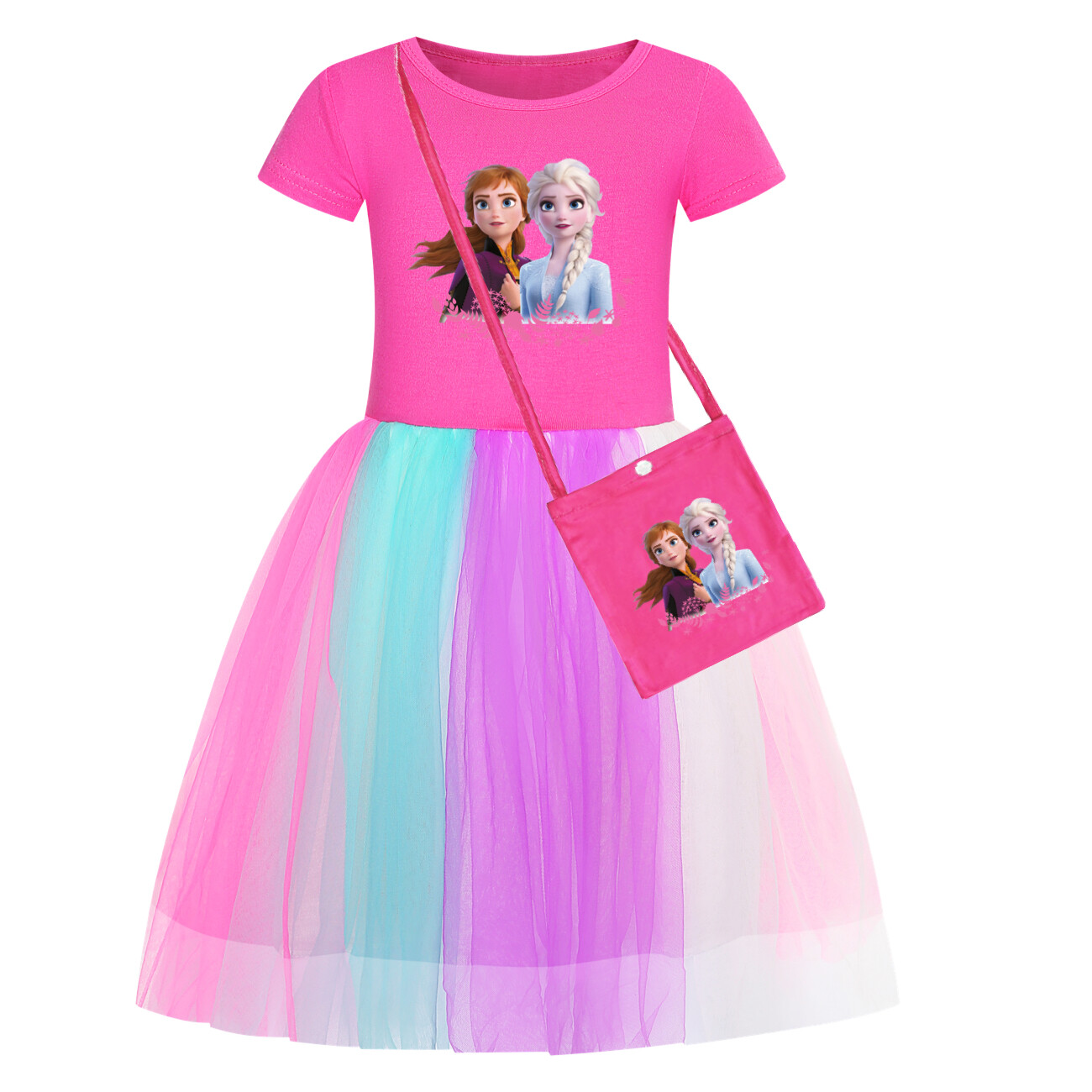 Kids Girls Elsa Princess Costume Rainbow Star Tutu Skirt Party Fancy Dress Up UK - Picture 33 of 73